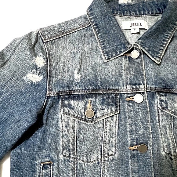 JBD Just Black Denim Jacket Women S Blue Excellent Distressed Raw Hem DA349N - Picture 6 of 10